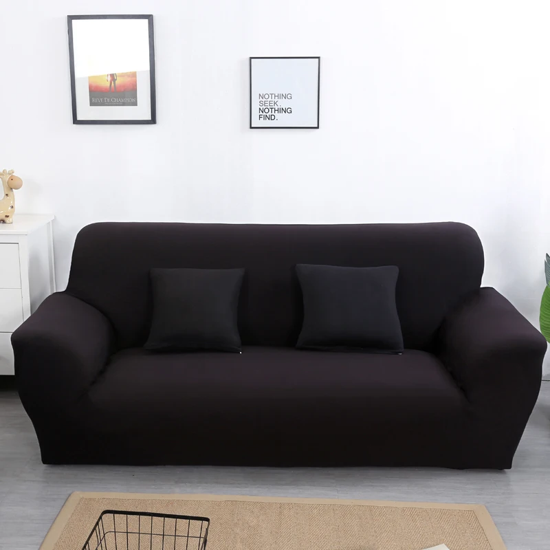 Tanie Jednokolorowa narzuta na sofę s do salonu stretch slipcovers elastyczny materiał narzuta na sofę pokrowiec na kanapę narożny dwumiejscowy trzymiejscowy