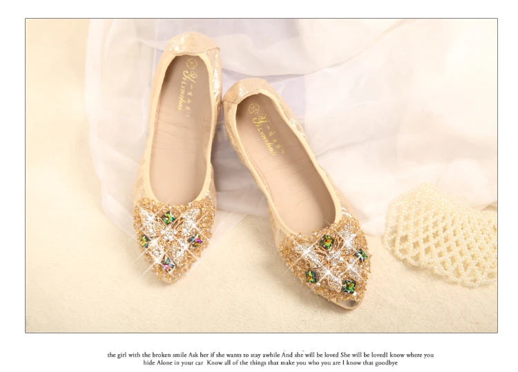 Женские балетки на плоской подошве; мягкая складная обувь с острым носком; удобная Свадебная обувь на плоской подошве для невесты; обувь для вождения без застежки