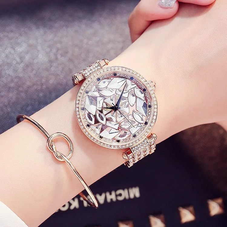 

2019 fashion new personality set diamond durable crystal full diamond purple steel belt ladies watch