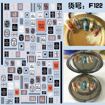 

2 Sheets/lot 3D Hot stamping Poem Enjoy Letter Frame Adhesive Nail Art Stickers Decals Tips F122