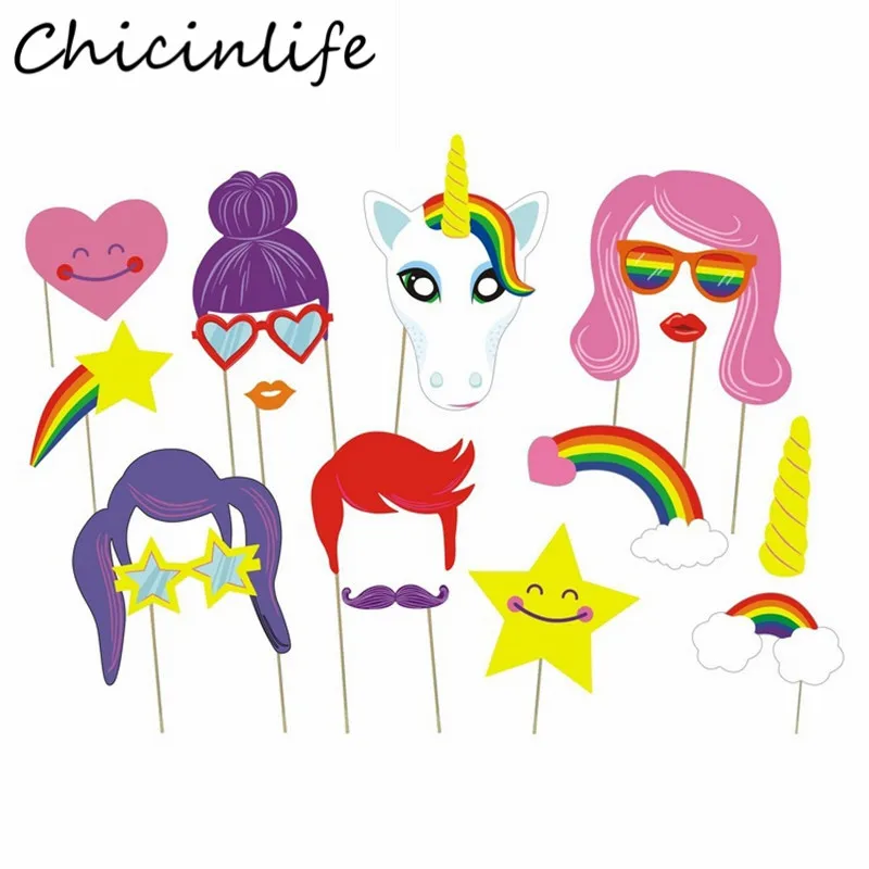 Chicinlife 17 шт. реквизит для фотосессии в виде единорога дня рождения вечеринки