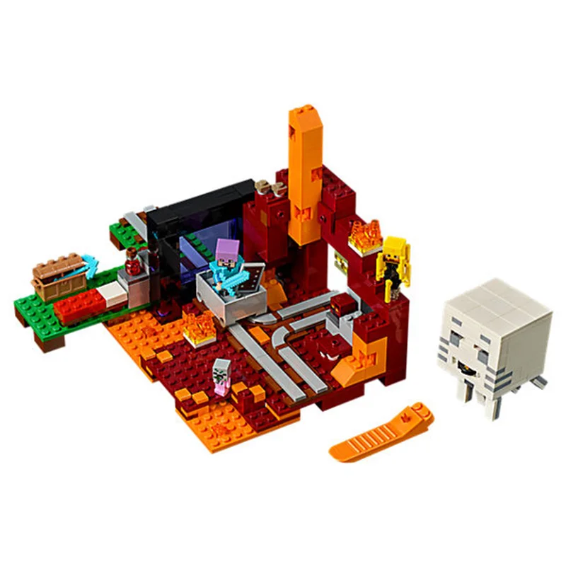 

LEGOs Minecraft The Nether Portal Steve ghast minifigure Compatible LEGOs 21143 Lepin Minecraft Model Building Blocks Toys