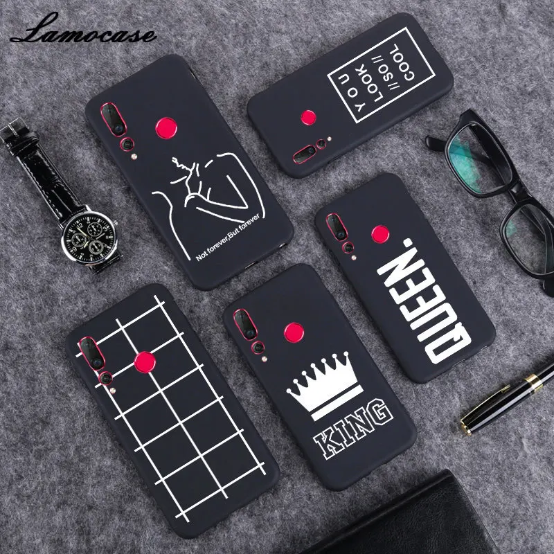 

Lamocase Cute Cartoon Patterned Case For Huawei Nova 4 2S 2 Plus 3 3i Silicone Matte Solid Scurb Black Simple Letter Phone Cover