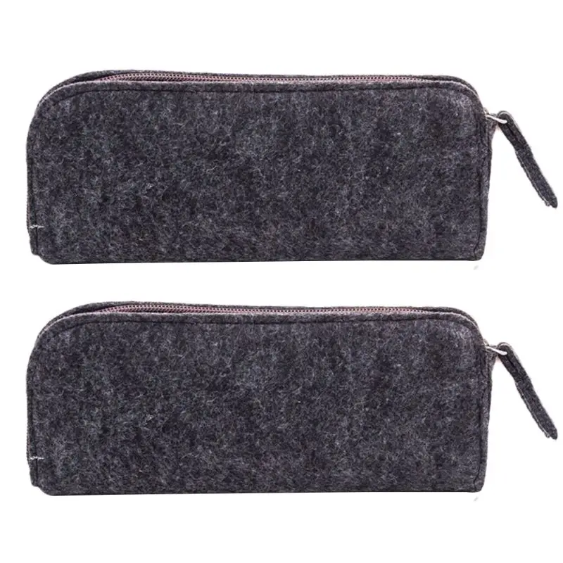 

Multifunctional 2Pcs Felt Against Dust Scratches Bumps Pouch Zipper Pencil Bag Pencil Case For School Supplies Stationery