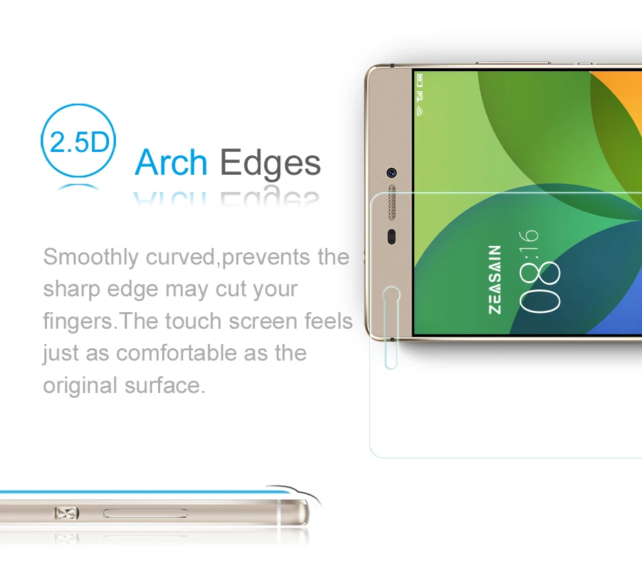 Original ZEASAIN 9H Premium Tempered Glass Film Screen Protector For Huawei P8 HuaweiP8 2.5D 0.3mm HD Clear  Protective Glasses (1)