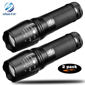 

1/2/3pack LED Flashlight T6/L2 waterproof torch Zoomable 5 switch mode flashlight torch light with 18650 battery