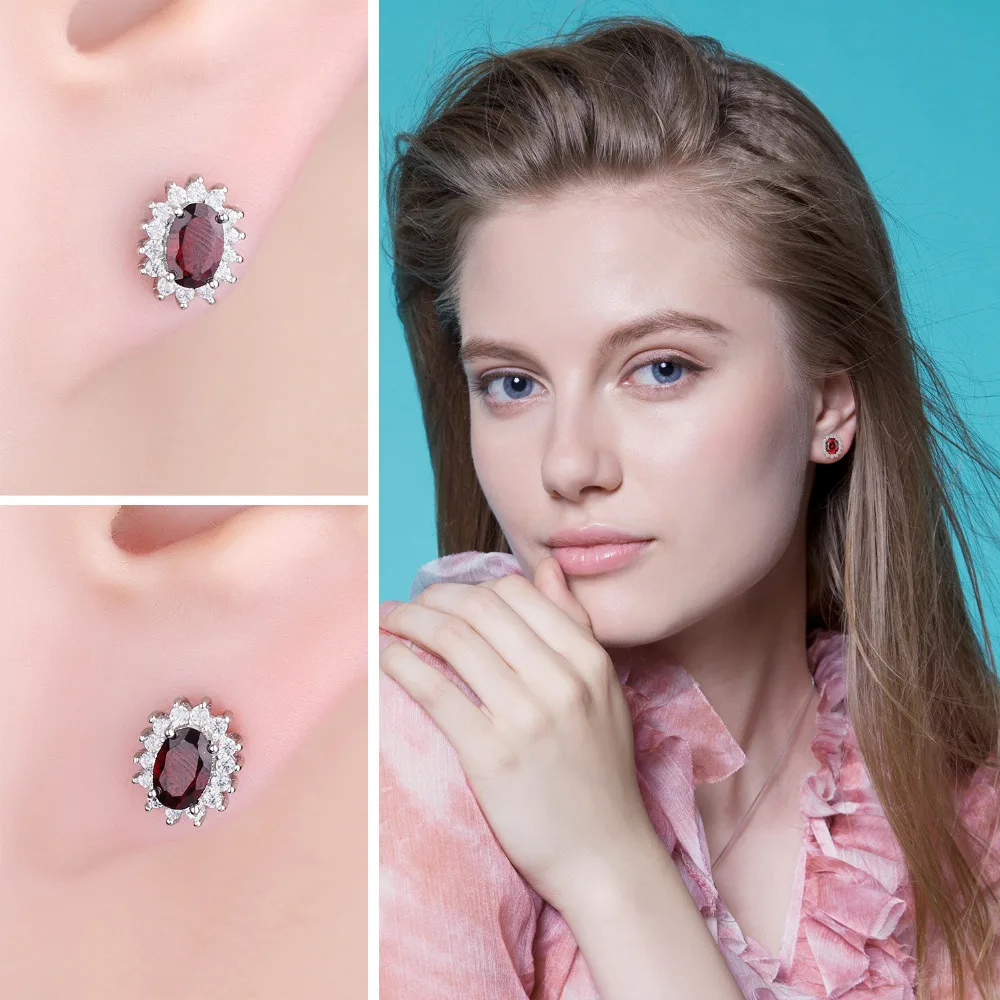 JewelryPalace Принцесса Диана Уильям Кейт Миддлтон 1.3ct натуральный гранат нимб серьги