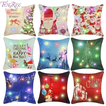 

Led Light Cushion Cover Christmas Decor For Home Merry Christmas Ornaments 2020 Navidad Noel Cristmas Gift Happy New Year 2021