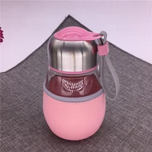 С рисунком милого пингвина стеклянная чашка, стекло живота сок, напиток чай ручной Кубок, легко носить с собой женские Пингвин стеклянный стакан