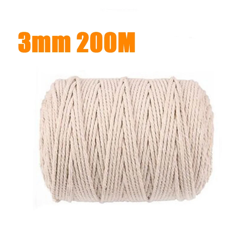 100/200m Long Beige Cotton Twisted Cord Rope Crafts Wedding Decor Accessories | Дом и сад