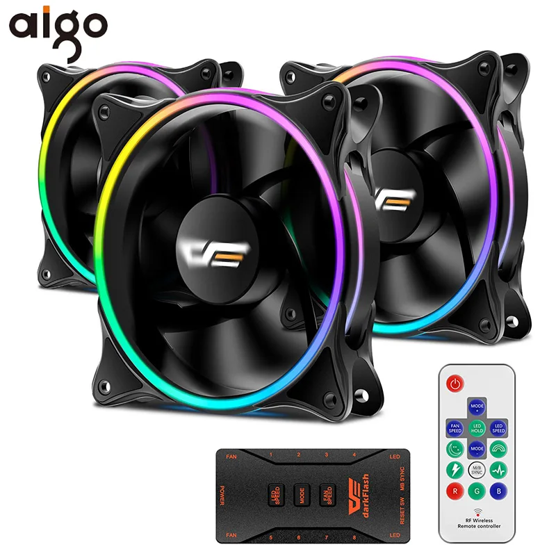 Aigo чехол для компьютера охлаждающий RGB вентилятор 120 мм тихий ИК пульт дистанционного управления красочный веер MR12 Asus Aura Sync кулер охлаждающий регулируемый светодиодный чехол для ПК Вентилятор