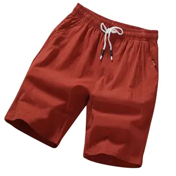 

Yfashion Men Short Soft Cotton Shorts Summer Casual Short Homme Middle Length Solid Color Shorts Mens Clothes Streetwear