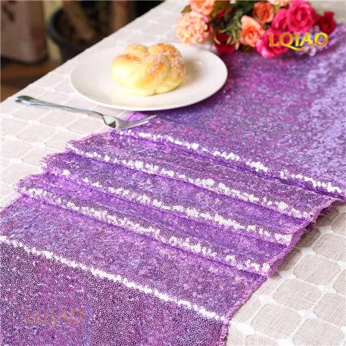 Lavender 12x108inch-высокое качество со сверкающими блестками настольная дорожка украшение для дома вечерние Свадебный Рождественский Декор 19 цветов - Цвет: Lavender