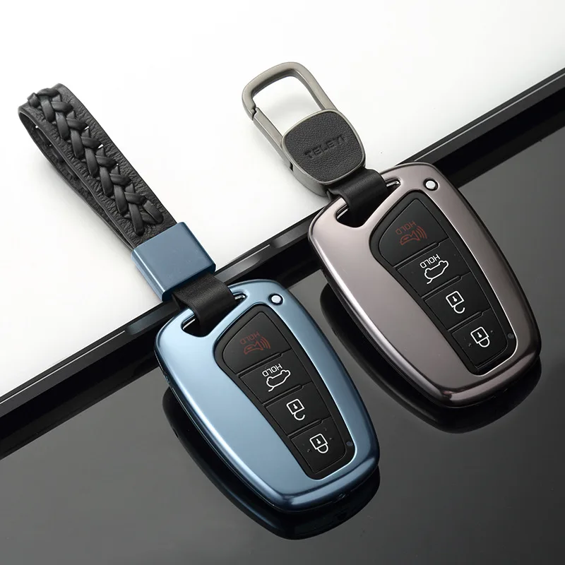 Алюминий брелок для автомобильных ключей ракушками ключ защитные крышки для hyundai ix45 Grand Santa Fe Equus Genesis 2013- 3/4 кнопки дистанционного ключа