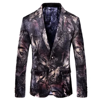 

Brand Design 2019 Newest Mens Fashion Print Blazer Design Plus Size Hip Hop Casual Male Slim Fit Suit Jacket Singer Costume -5XL