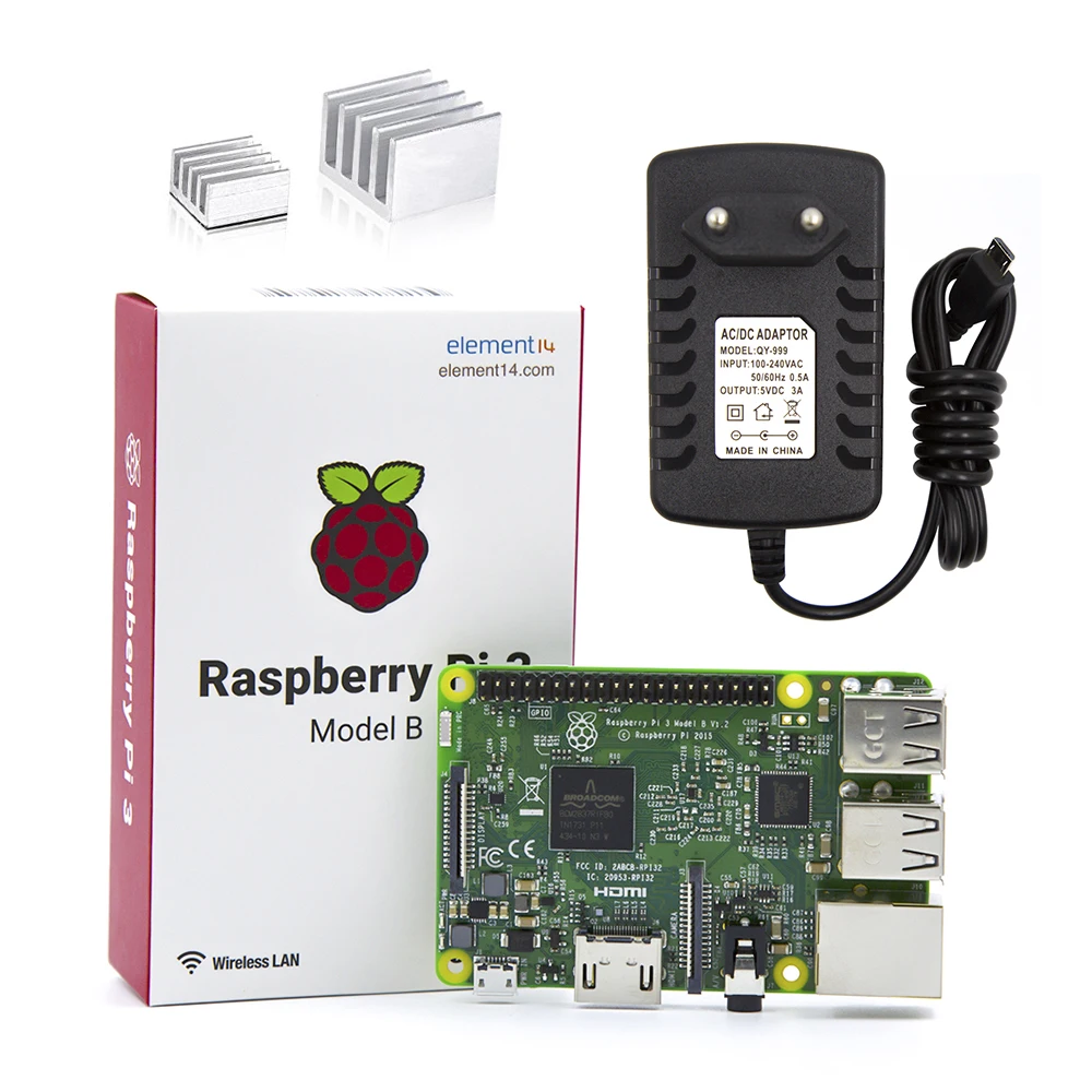 3 в 1 Raspberry Pi комплект с Wi Fi и Bluetooth Model B + Производительность радиаторы 5 В 2.5A