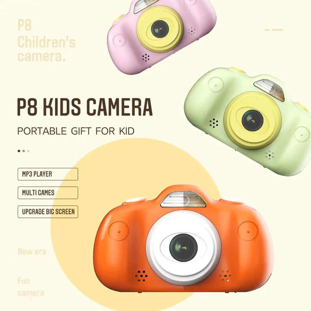 

Hight Quality P8 Mini Children's Digital Camera HD 8MP DSLR Dual Lens Waterproof Camera With 2.4" TFT Screen Kids Toys