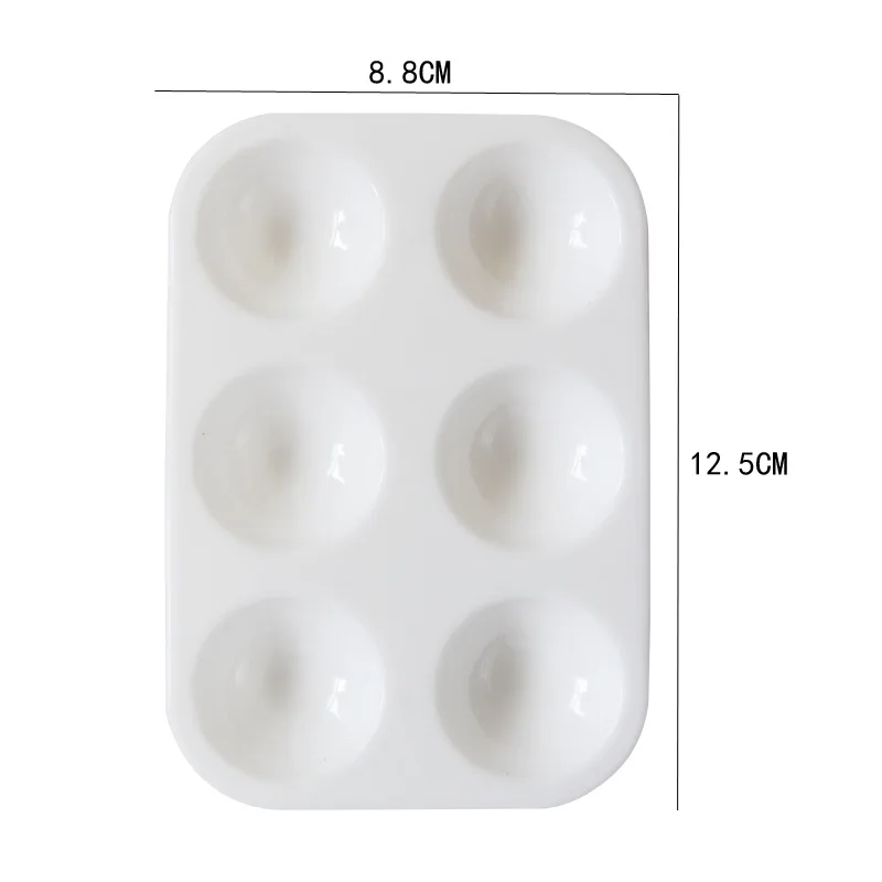 

6 hole plastic pp material rectangular art painting palette white thickening children simple color supplies painting basic 1 pcs