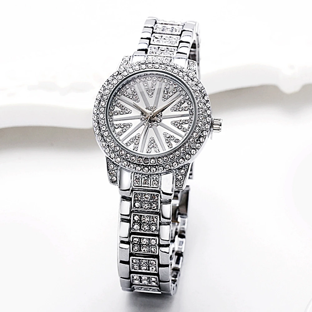 

Women Luxury Watch Gold Diamond Dress Watches Ladies Steel Fashion Female Rhinestone Quartz Watch Gift Relogio Feminino