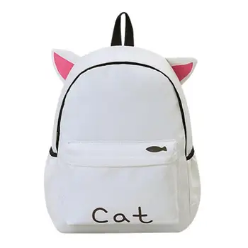 

Women Cute Girls Canvas Backpacks Rabbit/Bear/Cat Preppy Chic Schoolbags with Ear Bookbag Embroidery Backpacks for Teenage Girls