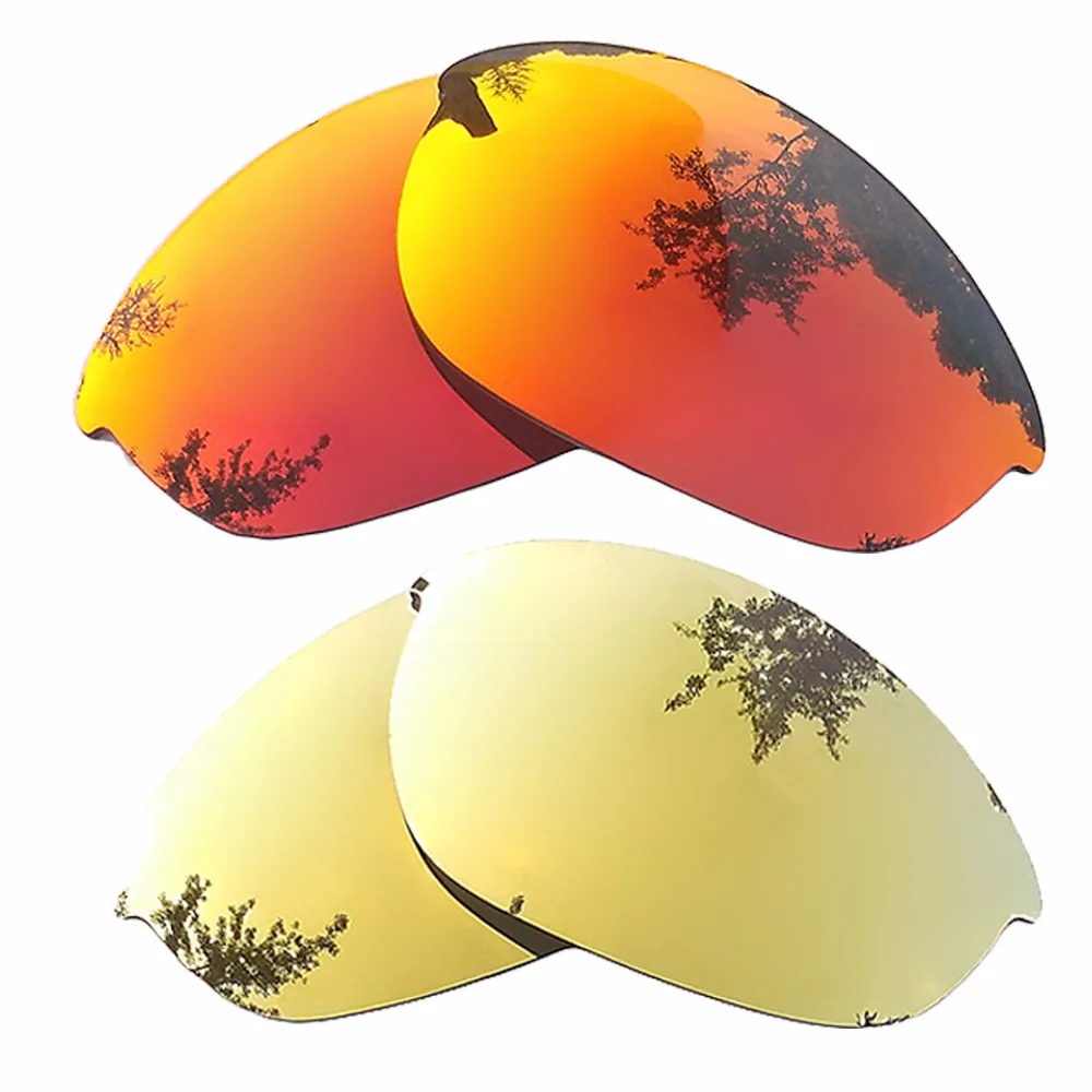 Lenti Di Ricambio Polarizzate Specchiate Rosso Arancio E Oro 24 Carati Per Montatura Mezza Giacca 100% Uva E Uvb