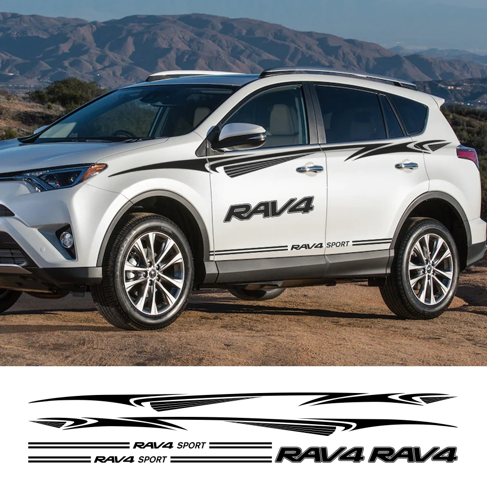 

Car Both side Skirt Sticker Auto Vinyl Wrap Racing Stripes Decals Automobiles For Toyota Rav4 DIY Styling Tuning Car Accessories