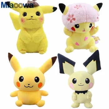 

28cm Detective Pikachu Plush Toy Cute Anime Plush Doll Children's Gift Toy Kids Cartoon Peluche Pikachu Japan Anime Game Toys