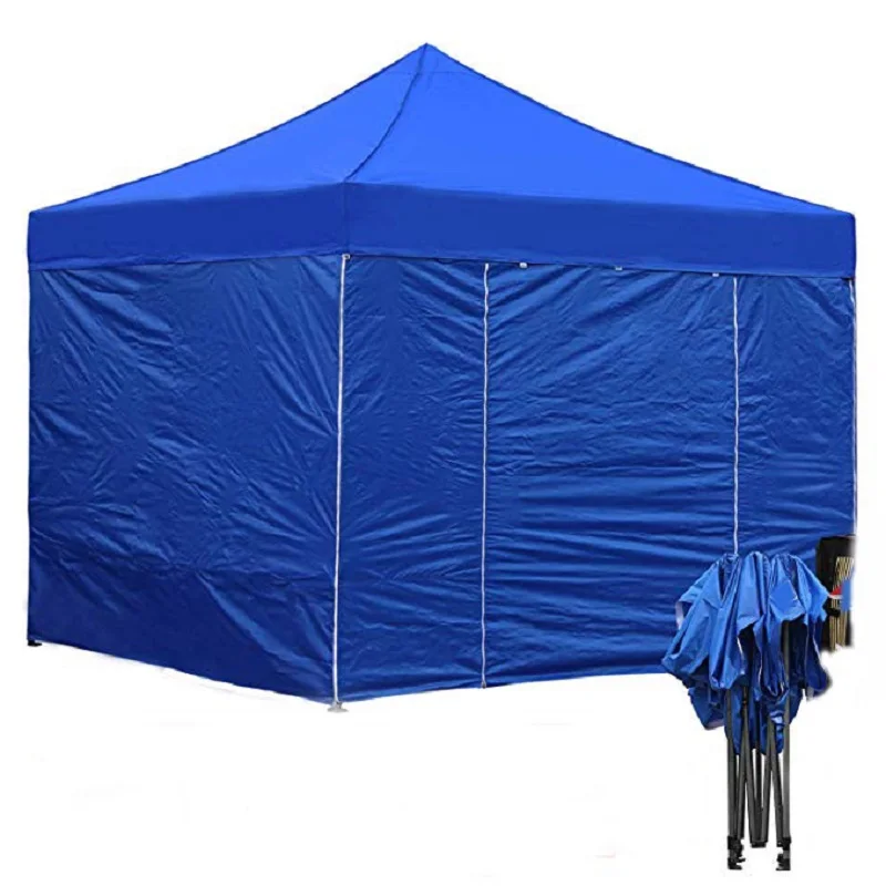 

GRNTAMN 10ft by 10ft Ez Pop up Canopy Tent Commercial Instant Gazebos with 4 Removable Sides Blue and Red Color