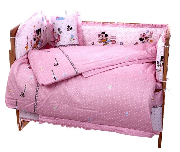 

Promotion! 6PCS crib bedding sets with filler,Crib Set baby bedding sets 100% cotton (3bumper+matress+pillow+duvet)
