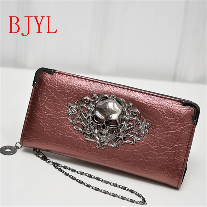 

PUNK Fashion Skeleton Skull Long Women Man Wallets New Pendant Simple Fashion Multi-Functional Women's Purse and Wallet