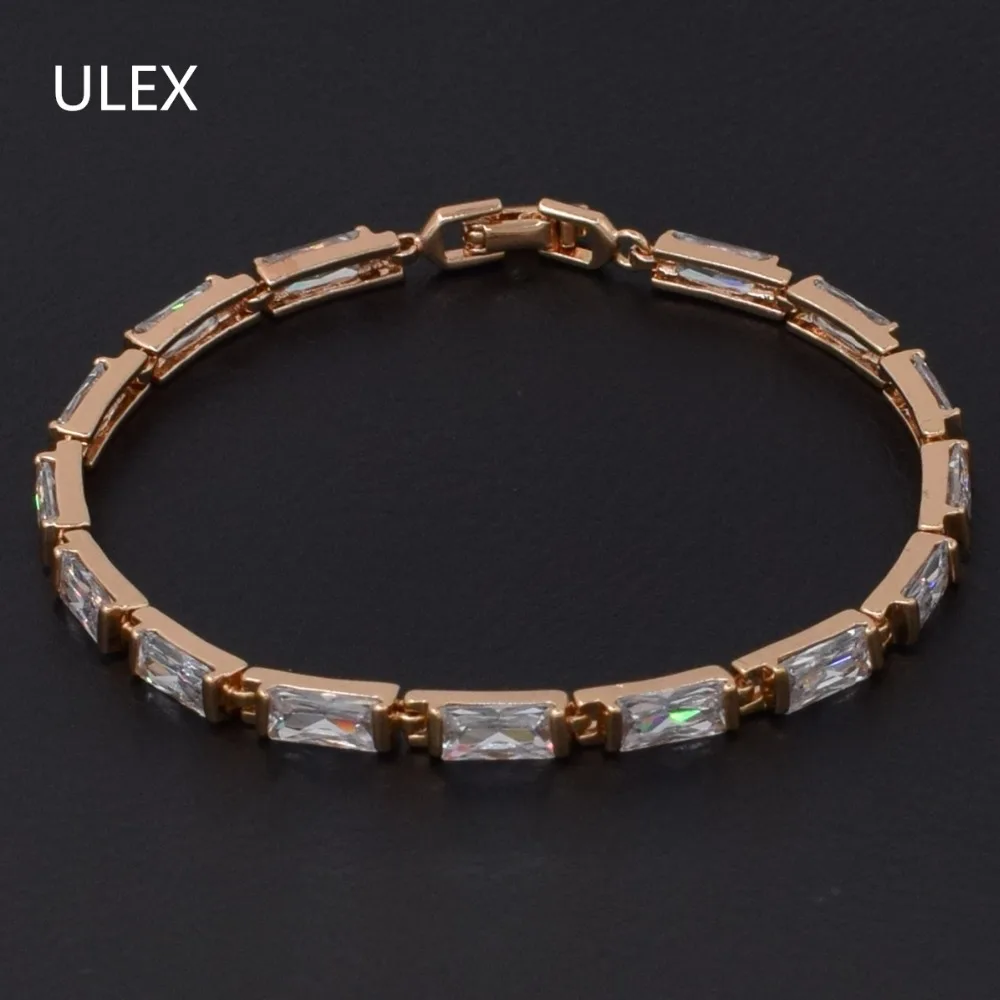 

ULEX High Quality Gold Color Bracelets & Bangles 2017 New Designer Bracelet AAA Cubic Zircon Bangles Jewelry for Women CM05B