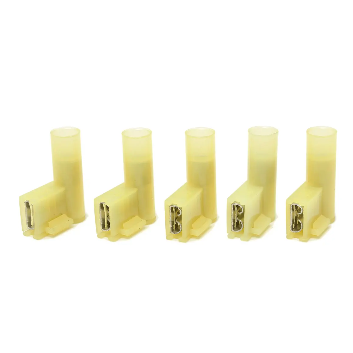 

20/50Pcs Right Flag Cable Wire Spade Female Terminals Yellow 12-10AWG 6.35mm Flag Insulated 90 Degree Connectors