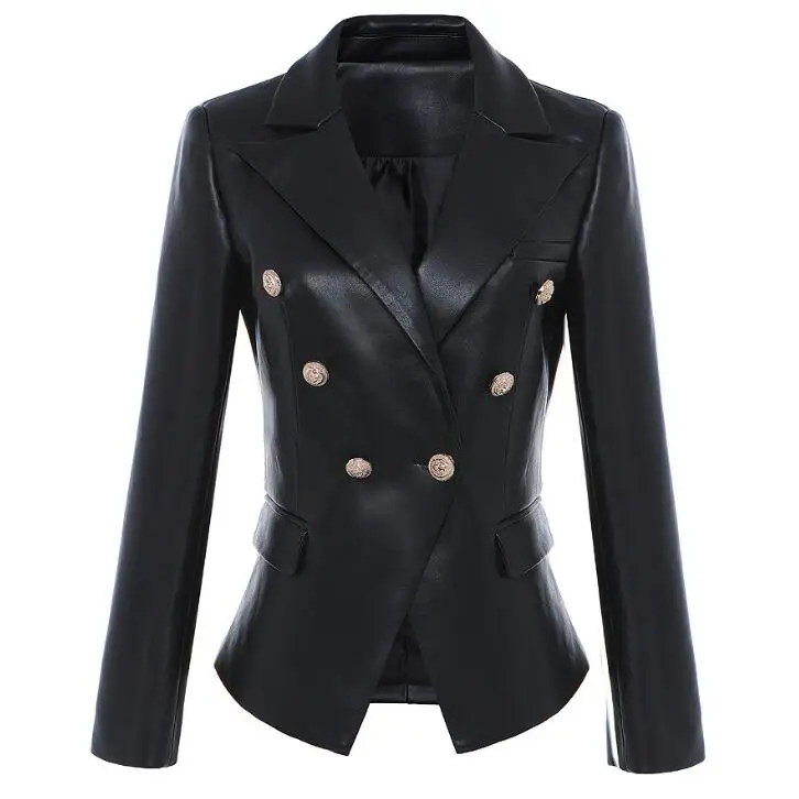 

2020 Luxury Leather Jacket Women Double Breasted High Quality Vintage Sheepskin Slim Fit Chic Jacket Coat Female Plus Size XXXL