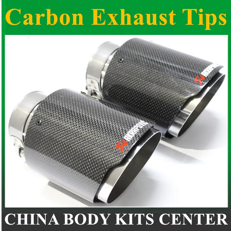 2 PCS IN63mm OUT101mm NEW Model Akrapovic Glossy Carbon Fiber Stainless Steel For AK Car Carbon