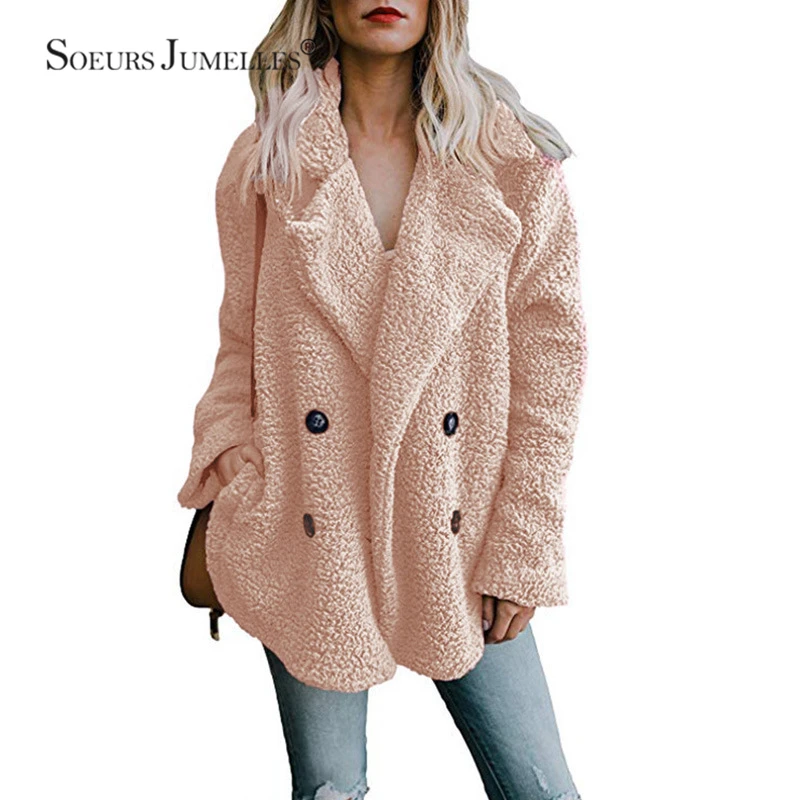 

Women Winter Coat Autumn Double Breasted Outerwear Spring Autumn Fashion Pink Female Warm Windproof Overcoats M922