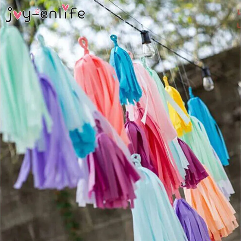 

JOY-ENLIFE Wedding Decoration 5pcs Tissue Paper Tassel Garland Balloon Ribbon DIY Paper Flowers Baby Shower Birthday Party Decor