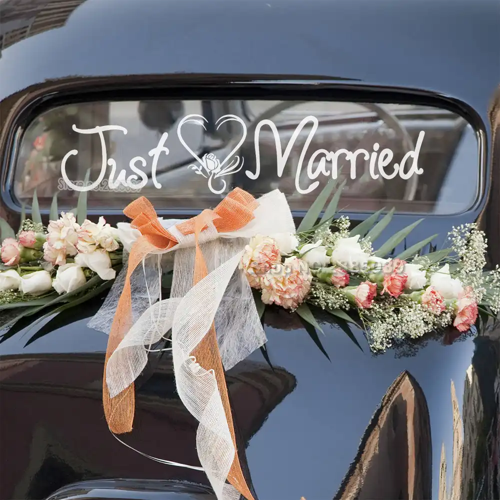 New Stock Just Married Silhouette Car Wedding Decor Decals