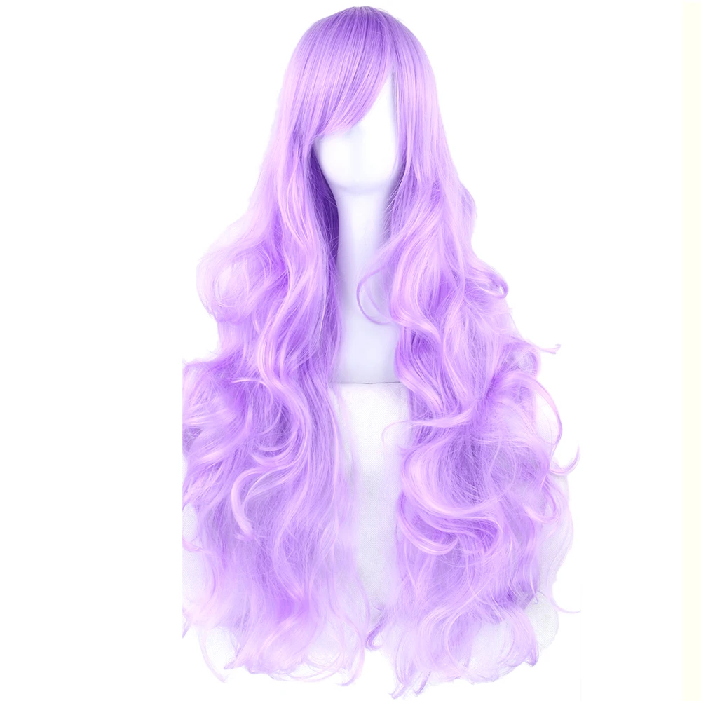 

Soowee 20 Colors Long Women Wigs Synthetic Hair Heat Resistant Purple Black Curly Cosplay Wig Party Hair