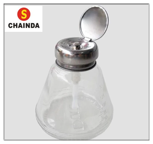 

Alcohol Dispenser Glass Conical Pump Bottle 220ml