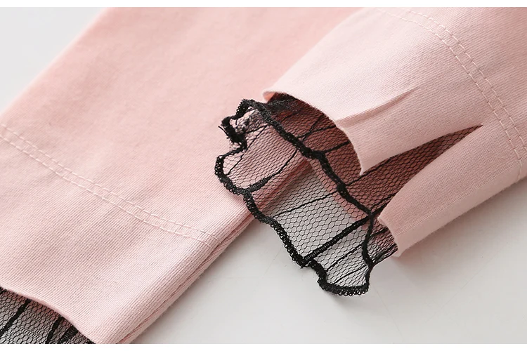 2018 Summer 2-10T Years Baby Kids Children Sport Cotton Candy Color Lace Patchwork Calf Length Capri Girls Short Leggings (14)