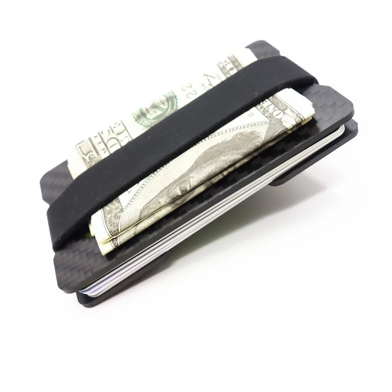 Держатель для карт карбоновый волоконный кошелек держатель для кредитных карт кошелек с отделами для карт мужской Карманный Кошелек с лентой для денег и штопор