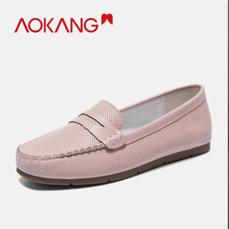

AOKANG 2019 Flats women Slip On Loafers Soft casual shoes woman Candy color flats comfortable Zapatos Mujer shoes women shoes