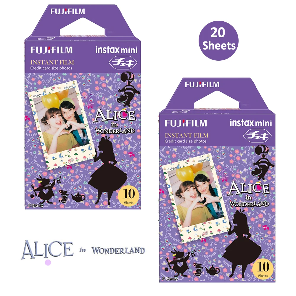Цветная пленка Fujifilm Instax Mini 20 принтов(2 упаковки) Alice in Wonderland Fuji Instant Picture для 8 90 25 70 фотокамер SP-2