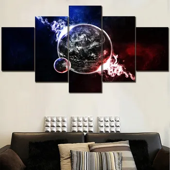 

Canvas Prints Poster Home Decor Wall Art 5 Piece Sci Fi Planet Rise Paintings For Modern Living Room Modular Pictures Framework
