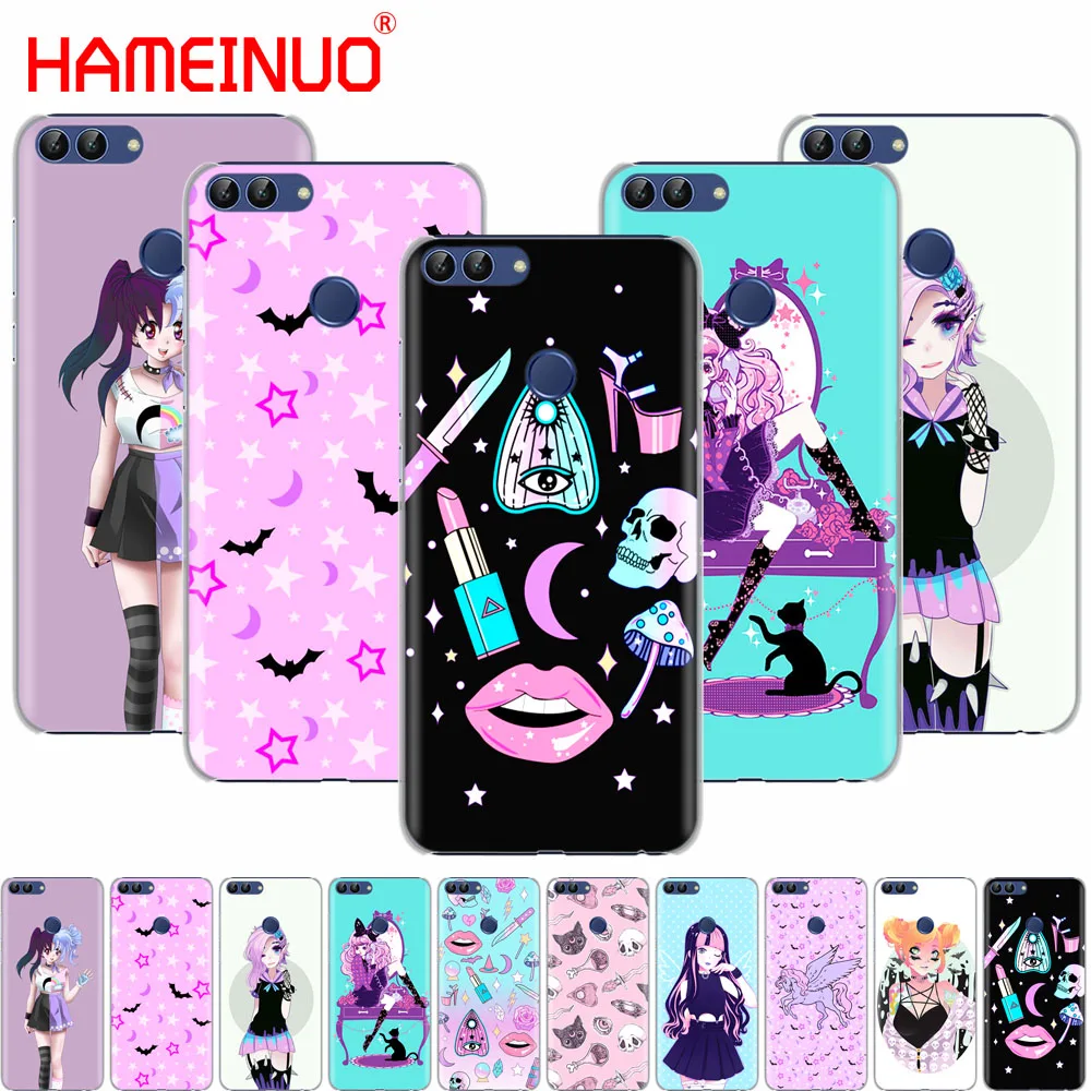 Разноцветный чехол для телефона Pastel Goth Girl летучие мыши Радуга huawei Honor 7C Y5 Y625 Y635 Y6 Y7