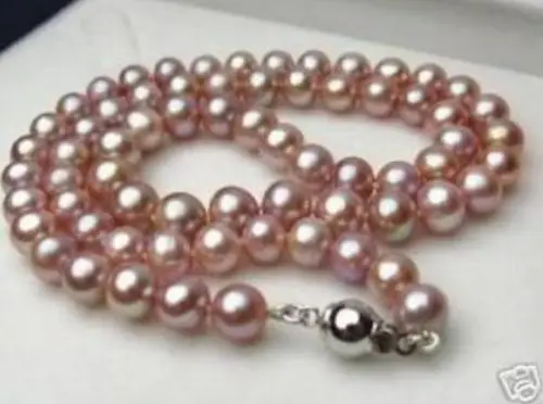

FREE SHIPPING HOT sell new Style >>>>GENUINE NATURAL AKOYA PURPLE PEARL NECKLACE 7-8MM 18