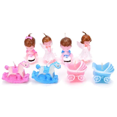 

Cute Baby Carriage Angel Trojan Candle Favors Christening Birthday Cake Decoration Gift 1pc