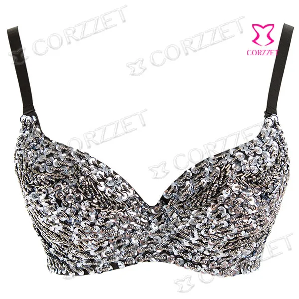 LiiYii Pailletten BH Bustier - Glitzer Push Up Top Für Party & Festival