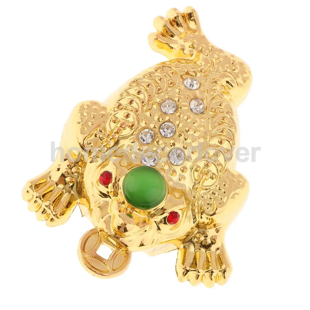Classic Golden Resin Feng Shui Toad Statue Figurine Coin Money Wealth Ornaments For Home Office Shop M