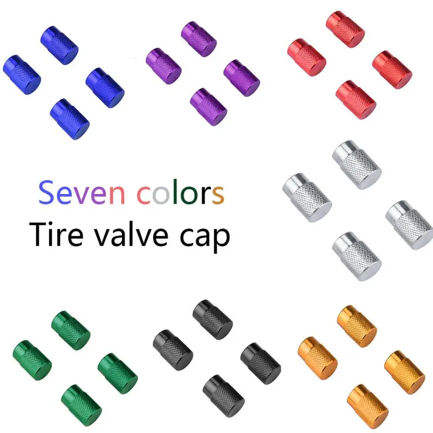

2018 Top sale NEW 7 colors Round Tire Valve Stem Caps 4X Car Truck Bike Tire Wheel Rims Stem Air Valve Caps Tyre Cover Aluminum
